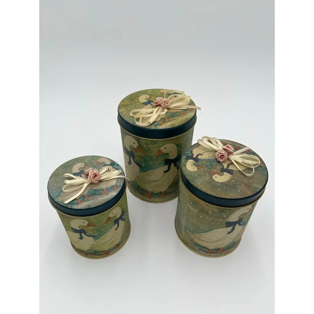 Vintage Geese Decorative Tin Set Cottagecore Grannycore Kitchen Farmhouse